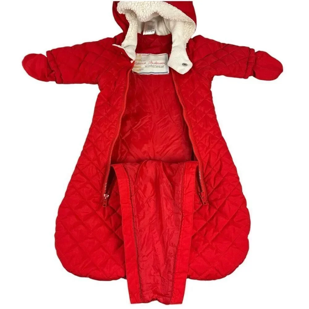 Hanna Andersson Red Hooded Snow Suit One Size Bunting